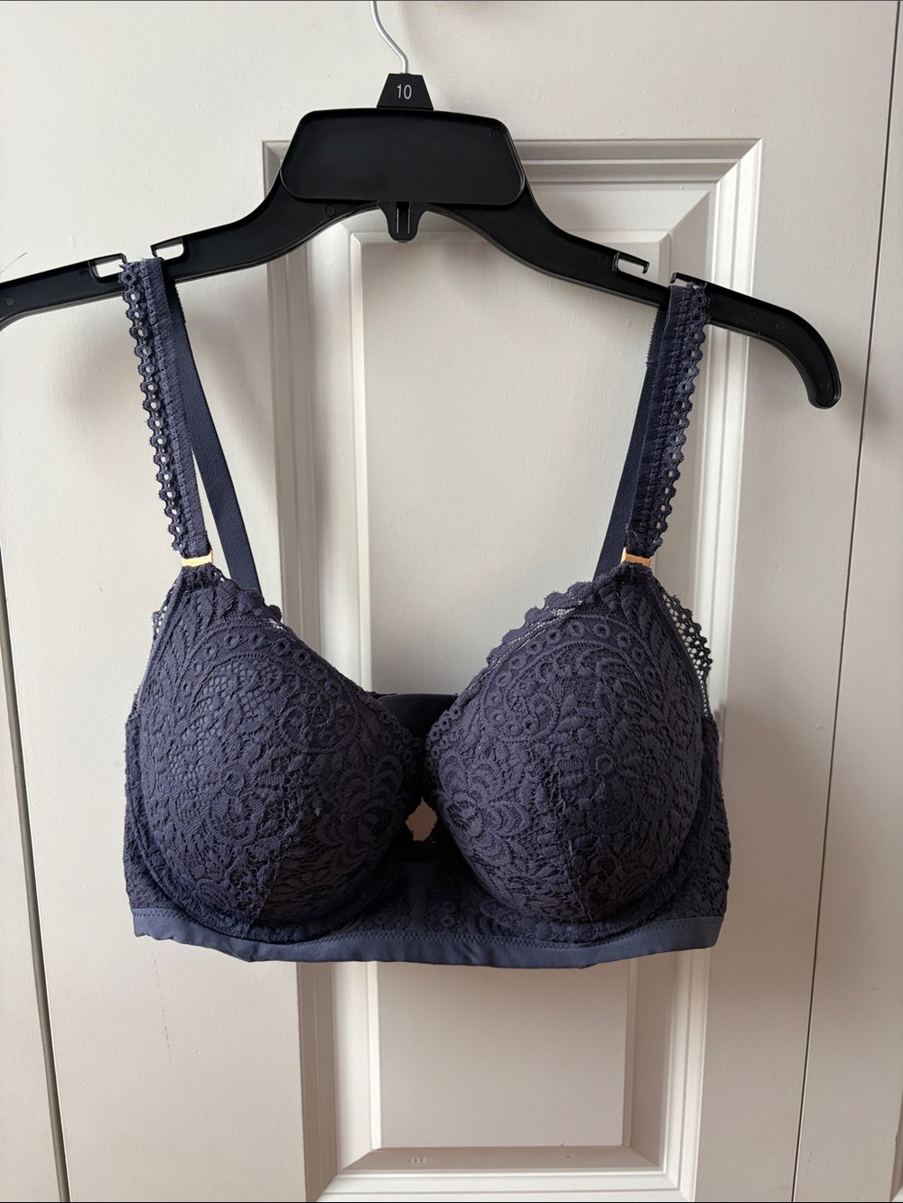 aerie Lace-Detail Padded Bra in Navy Size 36D